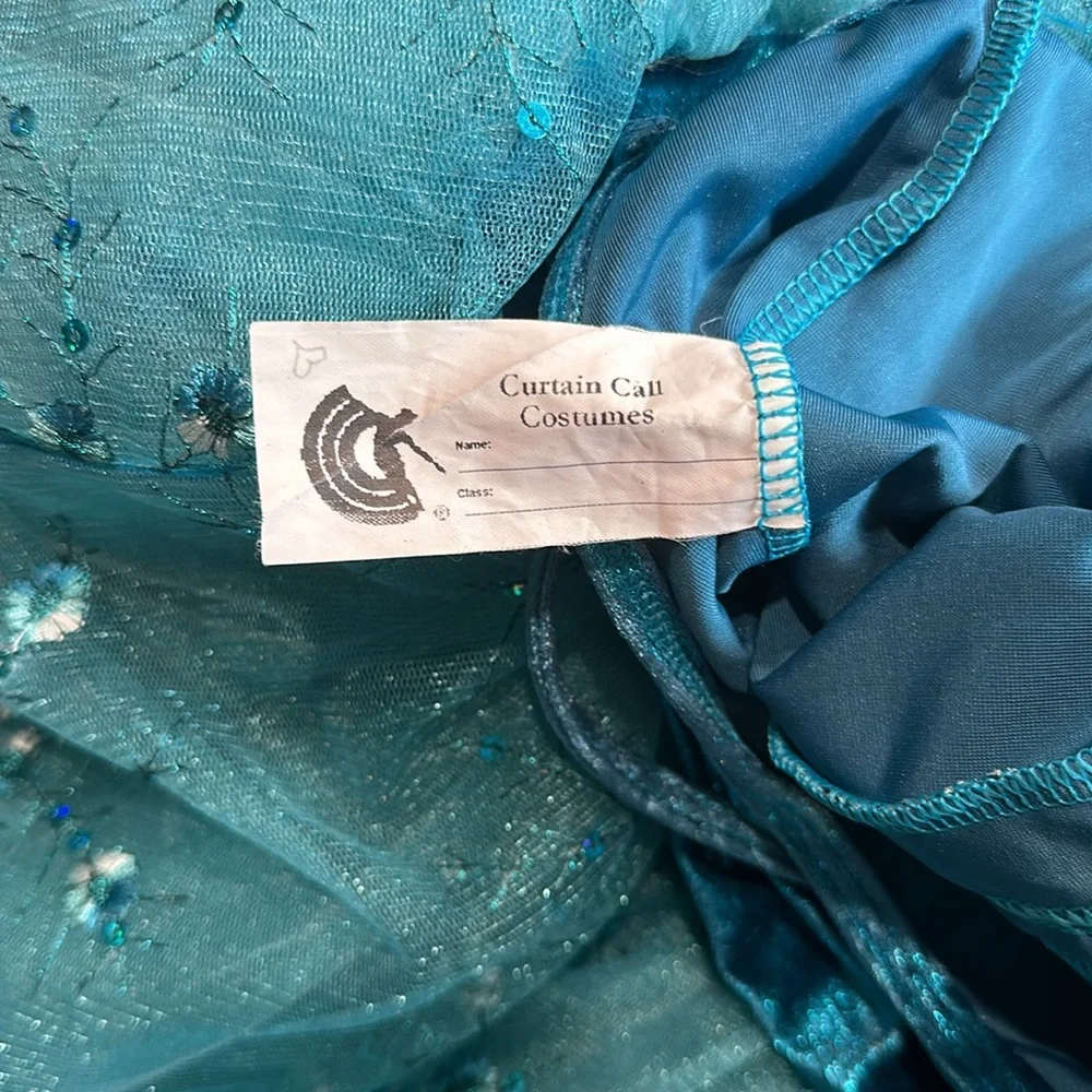 Curtain Call Costumes Teal Sequin Tutu Dance Costume Dress Child Large CLA